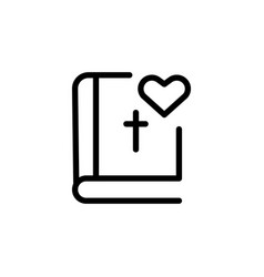 Book Icon Christian Bible With Heart And Cross