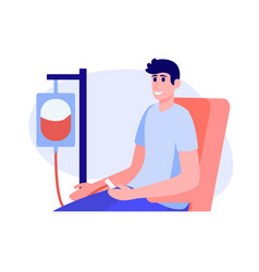 Cartoon Character Of Man Donating His Blood While