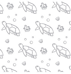 Seamless Pattern With Undersea Animal Turtle