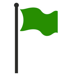 Green Flag Pole Icon Waving Cloth Symbol