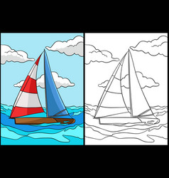 Sailing Coloring Page Colored