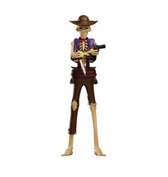 A Bad 3d Skull Cowboy Cartoon Design Having