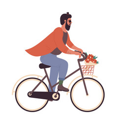 Hipster Man Riding On Bicycle