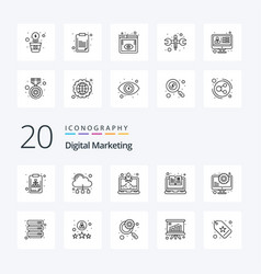 20 Digital Marketing Line Icon Pack Like