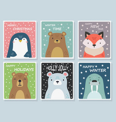 A Set Of Cards On The Theme Of Winter Christmas