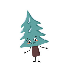 Cute Christmas Tree With Sad Emotions Depressed