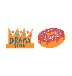 Girl Power Trendy Stickers With Crown And Donut