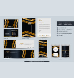 Modern Navy With Yellow Mosaic Stationery Mock Up