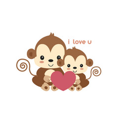 Mom And Baby Monkey Cartoon