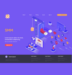 Smm Isometric Landing Page Digital Marketing