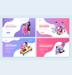 Women Health Isometric Horizontal Banners