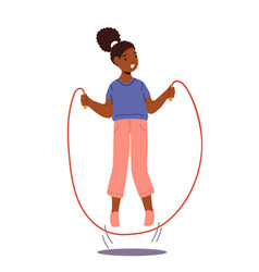 Little Black Girl Exercise With Jump Rope Child