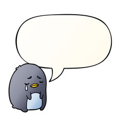 Cartoon Crying Penguin And Speech Bubble