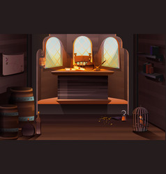 Pirate Captain Ship Cabin Wooden Room Interior