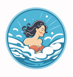 Beautiful Woman Swimming In The Sea On White