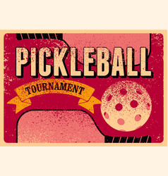 Pickleball Tournament Vintage Grunge Poster