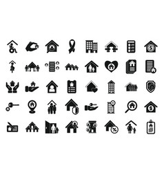 Social Housing Icons Set Simple Home Work