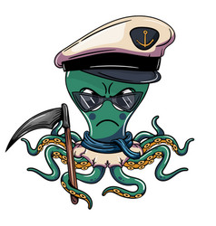 Cartoon Character Evil Marine Captain Octopus