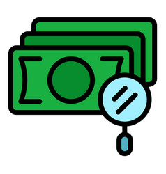 Laundry Money Search Icon Flat