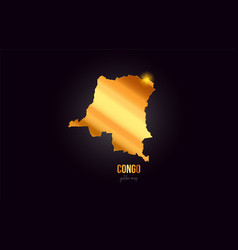 Congo Country Border Map In Gold Golden Metal