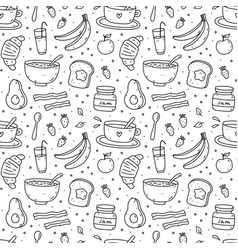 Cute Seamless Pattern With Breakfast Food