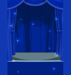 Blue Curtains On Circus Or Theater Stage Backdrop