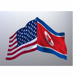 Flags Of Usa And North Korea