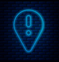 Glowing Neon Line Map Pointer With Exclamation