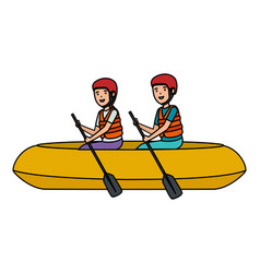 Happy Athletic Couple In Kayak Characters