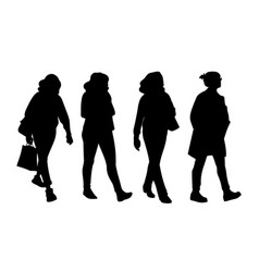 Set Women Taking A Walk Concept Monochrome