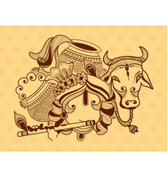 Lord Krishna Cow And Dahi