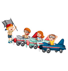 Soapbox Derby With Children Racing Car