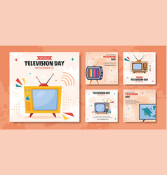 Television Day Social Media Post Flat Cartoon