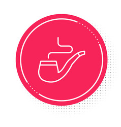 White Line Smoking Pipe With Smoke Icon Isolated