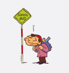 Boy Waiting For The School Bus