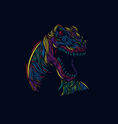 Dinosaur T Rex Line Pop Art Portrait Colorful Logo