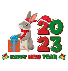 Happy New Year 2023 Text With Cute Rabbit