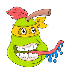 Drooling Hungry Face Pear Doodle Icon Image Kawaii