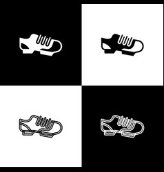 Set Triathlon Cycling Shoes Icon Isolated On Black