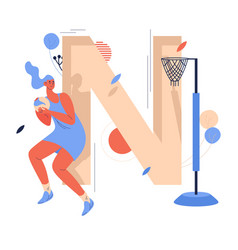 Woman Playing Netball With Ball In Hands Concept