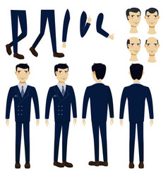 Flat Icons Set Of Asian Business Man