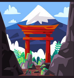 Japan Torii Red Gate And Mount Fuji Beautiful