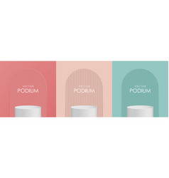 Pink Beige And Blue Minimalistic Podium Mockup