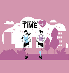 Women Avatars Running And Work Out Time