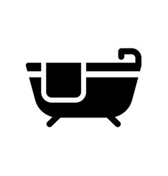 Bath Silhouette Icon Bathtub With Tap And Towel