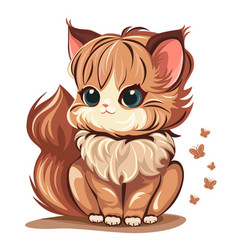 Cute Cat Kitty Cartoon Character Isolated