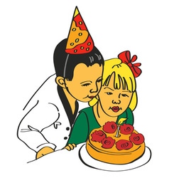 Girl And Boy Blow Out The Cake