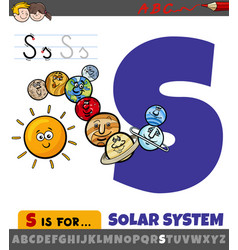 Letter S Worksheet With Cartoon Solar System