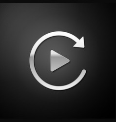 Silver Video Play Button Like Simple Replay Icon