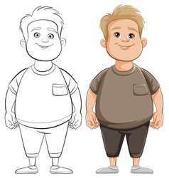 Chubby Teen Man Cartoon In T-shirt